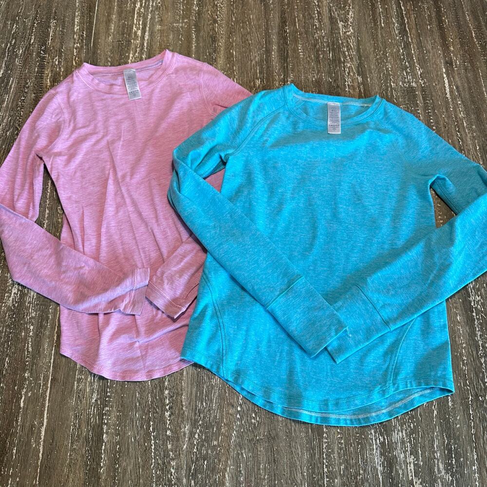 2-Piece ivivva by Lululemon Long Sleeve Performance Tops Pink Blue Girls Youth 7